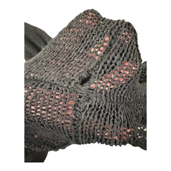 Peck & Peck Cardigan Sweater Women’s Small Black Open Knit Y2K Style One Button - Picture 7 of 8